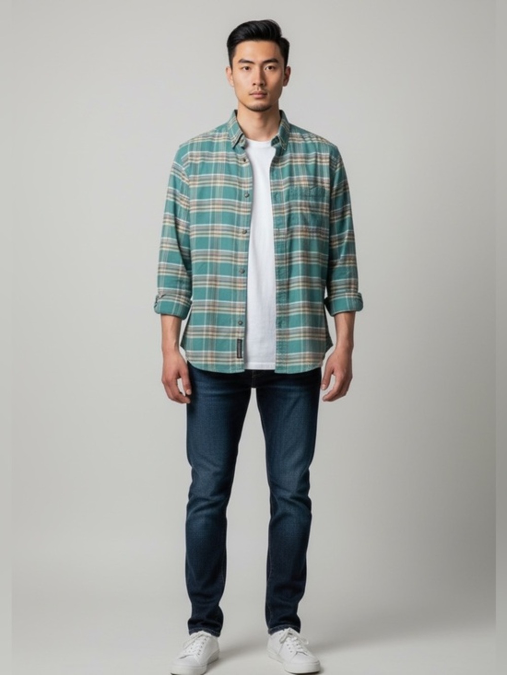 CPO Provisions Teal Plaid Button Down Shirt Women’s Small Lightweight Coastal